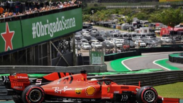 La Ferrari di Vettel a Interlagos nel 2019. Afp