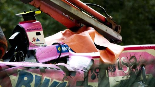 I resti della vettura di Anthoine Hubert dopo l’incidente mortale di Spa del 31 agosto scorso AFP