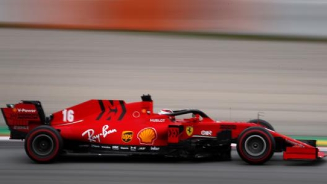 La Ferrari di Leclerc nei test di febbraio al Montmelò. AP
