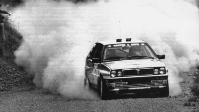 Micky Biasion e Tiziano Siviero in azione nel rally degli Stati Uniti del 1988. Ansa
