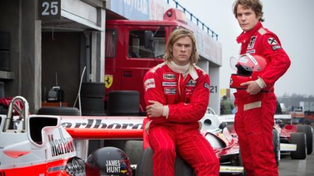 I due protagonisti di “Rush”:  Chris Hemsworth (James Hunt) e Daniel Brühl (Niki Lauda)