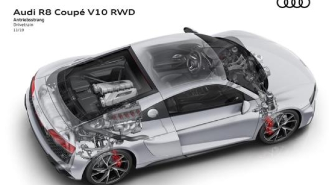Motore centrale e trasmissione posteriore su Audi R8 V10 RWD