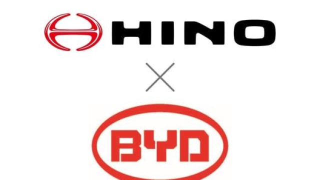 Il logo dell’accordo tra Byd e Hino sulle batterie
