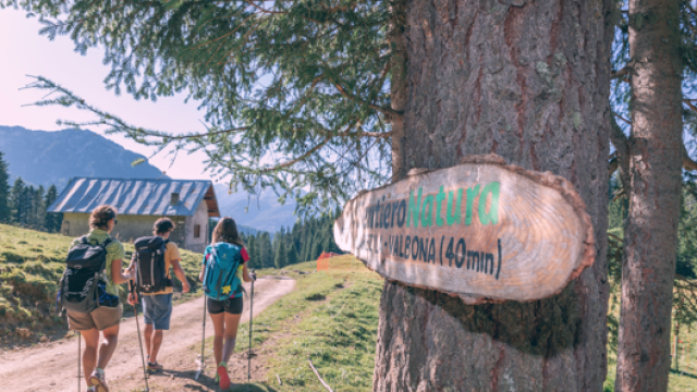 I percorsi benessere proposti all’Alpe Lusia includono passeggiate a piedi nudi. Apt Val di Fassa/P. Ramirez