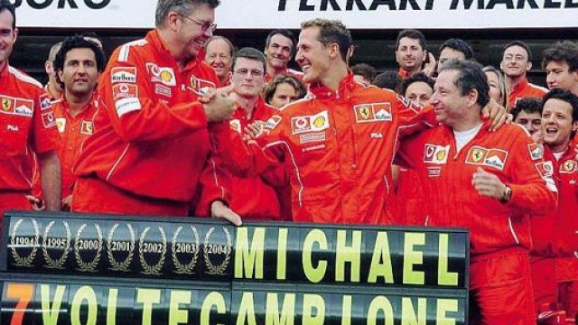 Branw con Michael Schumacher dopo la conquista del 7° titolo mondiale
