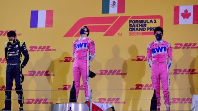 Ocon, Perez e Stroll sul podio di Sakhir. Afp