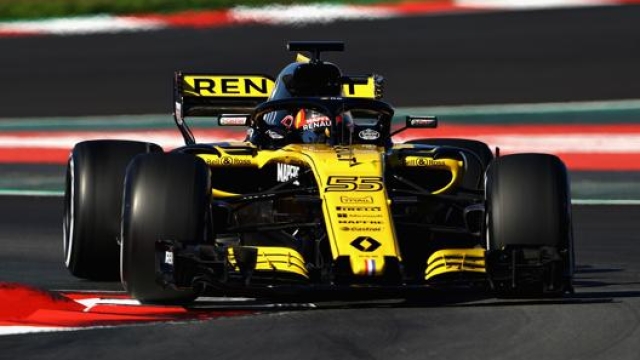 La Renault F1 del 2018 che verrà usata da Alonso e Ocon per i test di Abu Dhabi. Getty