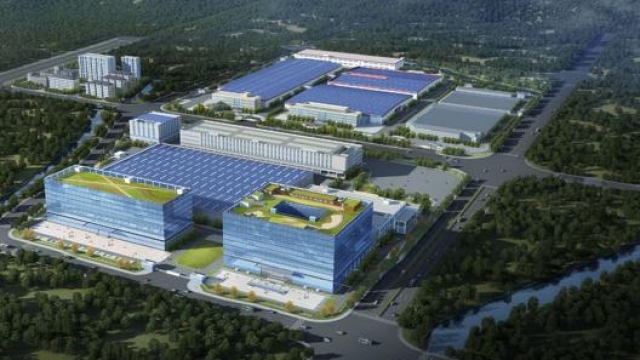 Il render del nuovo polo che CFmoto sta costruendo ad Hangzhou: i lavori procedono spediti