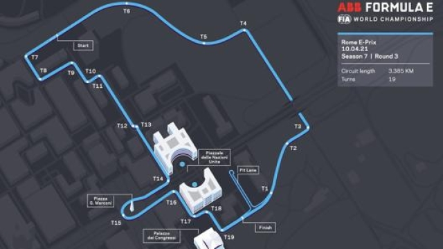 Il circuito cittadino di Roma, sede dell’E-Prix di Formula E 2021