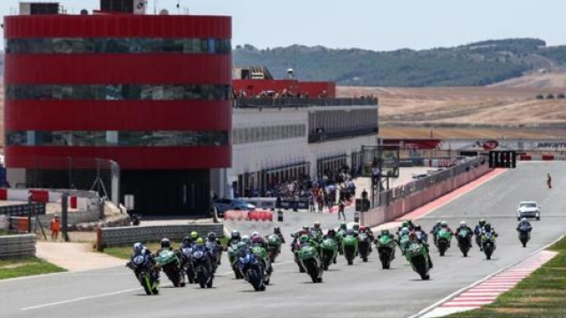 Il circuito di Navarra durante una gara della Sbk spagnola