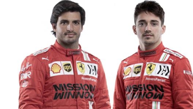 Carlos Sainz e Charles Leclerc, piloti Ferrari F1 per il 2021. Afp