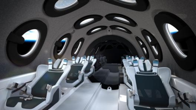 L'interno dell velivolo SpaceShip Two. Afp
