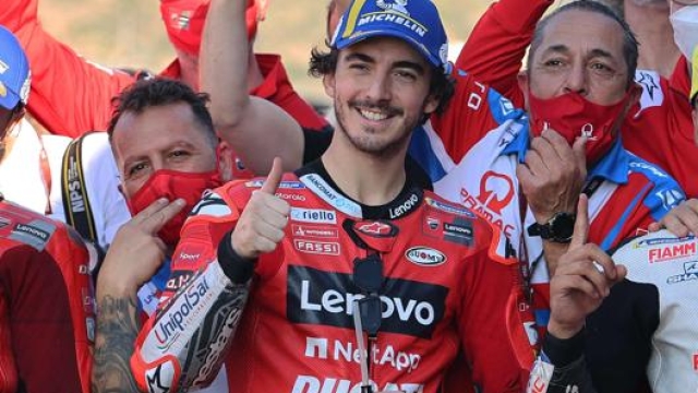Francesco Bagnaia, vincitore a Valencia con la Ducati. Afp