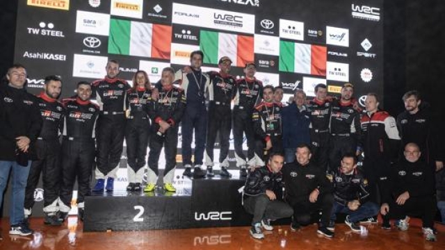 I trofeisti sul podio dell’Aci Rally di Monza 2021