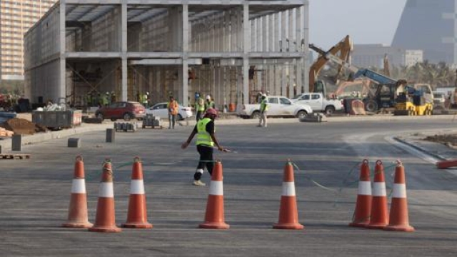 I lavori per la pista di Jeddah. Afp
