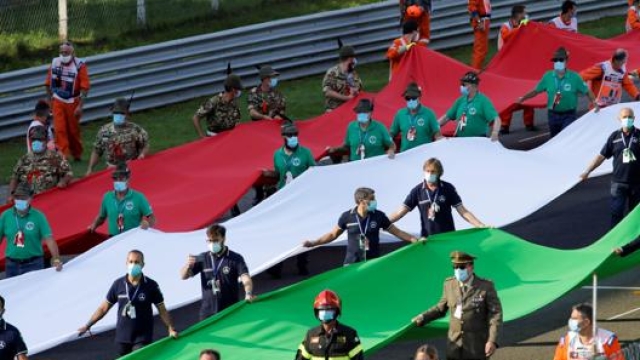 Il tricolore portato in pista per il GP del 2020