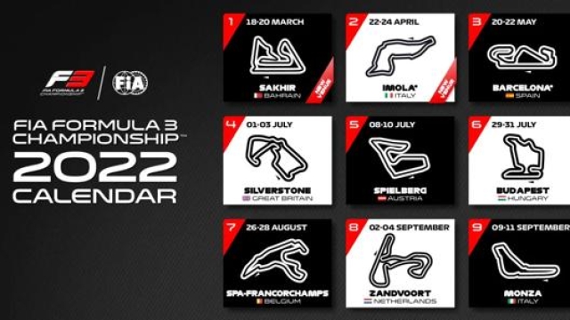 Nel 2022 saranno nove gli appuntamenti di F3 per 18 GP: via in Bahrain con la F2, chiusura a Monza a settembre
