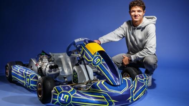 Lando Norris con il suo LN Racing Kart, realizzato con l’italiana Otk Group