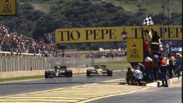GP Belgio 1986, Nigel Mansel su Williams e Ayrton Senna su Lotus