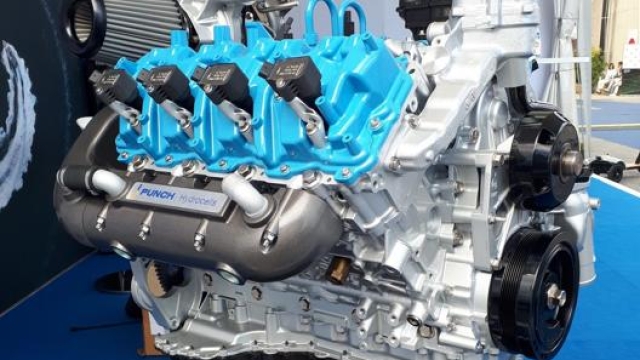 Il motore V8 della Punch, derivato dal Duramax General Motors. Il centro di ricerca di Torino sta sviluppando diverse applicazioni sull’idrogeno partendo dai motori diesel