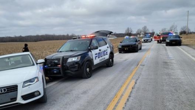 L’Audi A4 ferma a bordo strada dopo l’inseguimento in Ohio (foto Tiffin Police Department Ohio)