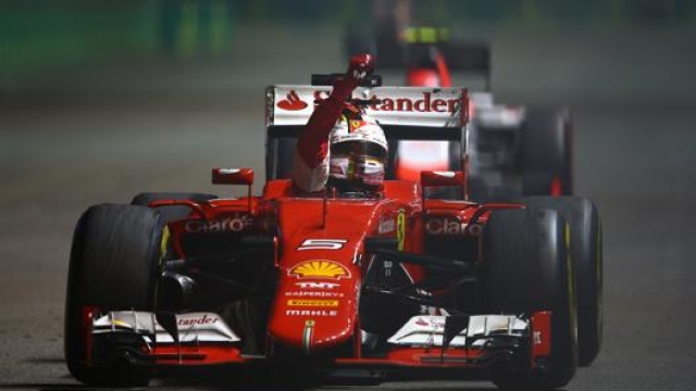Vettel esulta dopo la vittoria del 2019. Getty