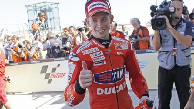 Casey Stoner, Campione del Mondo Piloti 2007 con Ducati in MotoGp. Lapresse