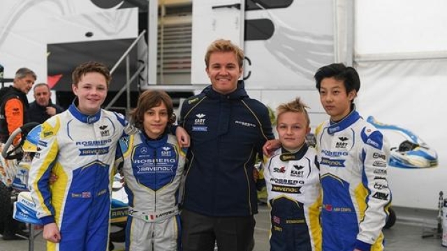 Antonelli ha corso nei kart per la Nico Rosberg Racing Academy da fine 2018 a fine 2019, di proprietà del campione del mondo di F1 2016