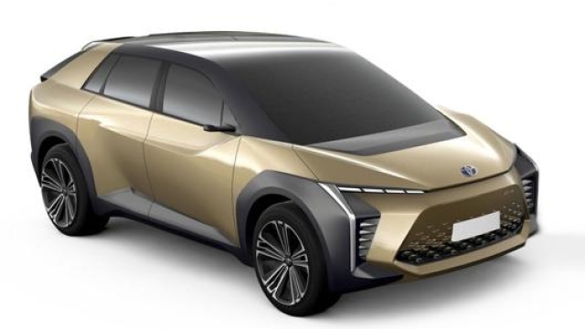 Un rendering di auto elettrica mostrato da Toyota alla fine dello scorso anno