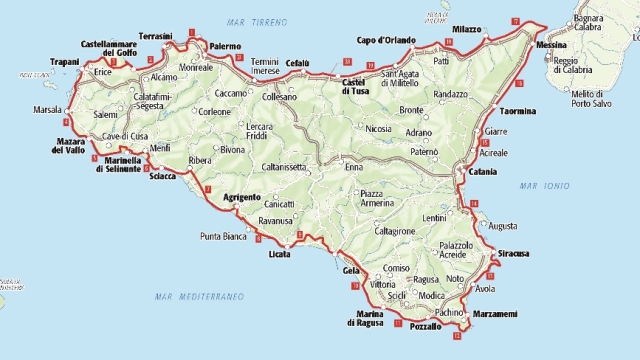 mappa Periplo della Sicilia in bici