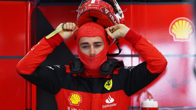 JEDDAH, SAUDI ARABIA - MARCH 26: Charles Leclerc of Monaco and Ferrari prepares to drive in the garage during final practice ahead of the F1 Grand Prix of Saudi Arabia at the Jeddah Corniche Circuit on March 26, 2022 in Jeddah, Saudi Arabia. (Photo by Lars Baron/Getty Images)