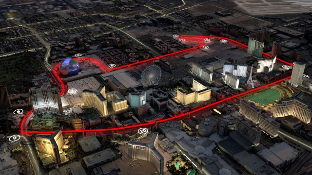 Un rendering del tracciato F1 di Las Vegas 2023