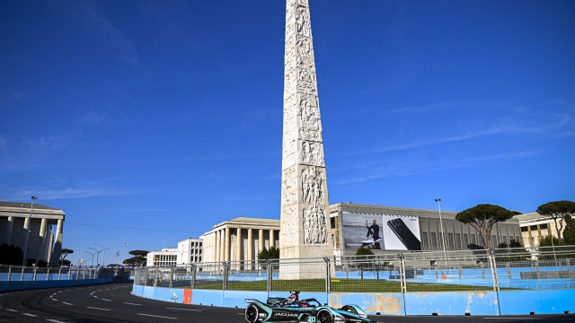 ROME, ITALY - APRIL 10: In this handout image provided by Panasonic Jaguar Racing, Mitch Evans of New Zealand, Jaguar Racing, drives the Jaguar I-Type 5 during round 3 of the ABB FIA Formula E Championship - Rome E-Prix on April 10, 2021 in Rome, Italy. (Photo by Panasonic Jaguar Racing via Getty Images)