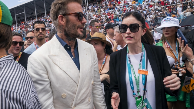 epa09934835 Former English professional footballer and the current president and co-owner of Inter Miami CF David Beckham on the grid prior to the Formula One Grand Prix of Miami at the Miami International Autodrome in Miami Gardens, Florida, USA, 08 May 2022.  EPA/SHAWN THEW