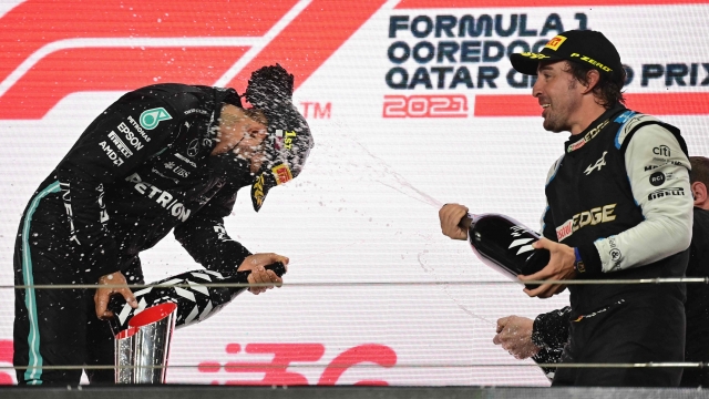 Hamilton e Alonso sul podio di una gara di Formula 1