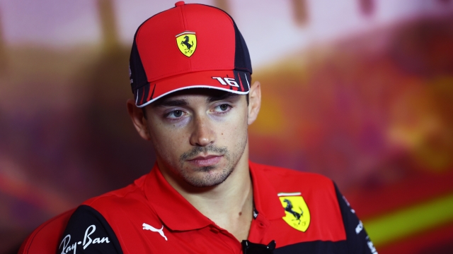 BARCELONA, SPAIN - MAY 20: Charles Leclerc of Monaco and Ferrari looks on in the Drivers Press Conference prior to practice ahead of the F1 Grand Prix of Spain at Circuit de Barcelona-Catalunya on May 20, 2022 in Barcelona, Spain. (Photo by Lars Baron/Getty Images)