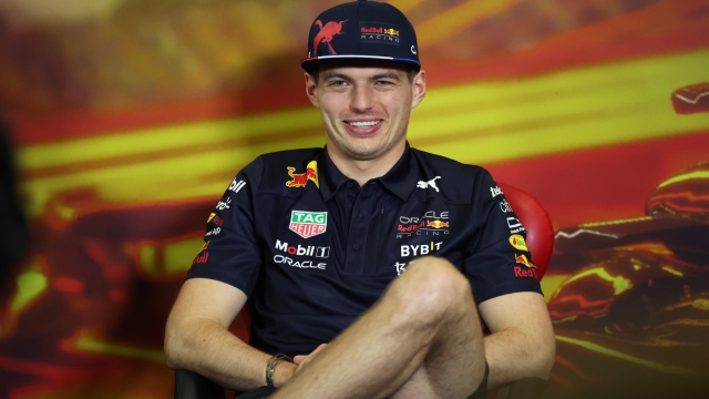 BARCELONA, SPAIN - MAY 20: Max Verstappen of the Netherlands and Oracle Red Bull Racing looks on in the Drivers Press Conference prior to practice ahead of the F1 Grand Prix of Spain at Circuit de Barcelona-Catalunya on May 20, 2022 in Barcelona, Spain. (Photo by Bryn Lennon/Getty Images)