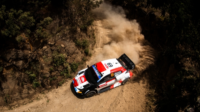 Sebastien Ogier(FRA) Benjamin Veillas  (FRA) Of team TOYOTA GAZOO RACING WRT is seen performing during the  World Rally Championship Portugal in Porto, Portugal on  20,May // Jaanus Ree / Red Bull Content Pool // SI202205200670 // Usage for editorial use only //