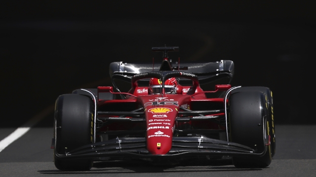 Ferrari driver Charles Leclerc of Monaco steers his car during the first free practice at the Monaco racetrack, in Monaco, Friday, May 27, 2022. The Formula one race will be held on Sunday. (AP Photo/Daniel Cole)