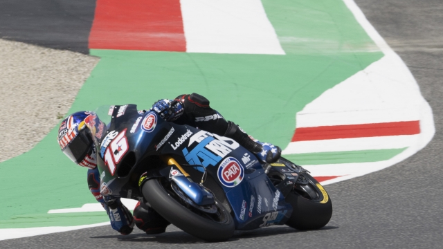 SCARPERIA, ITALY - MAY 29: Joe Roberts of USA and  Italtrans Racing Team rounds the bend during the Moto2 Race during the MotoGP of Italy - Race at Mugello Circuit on May 29, 2022 in Scarperia, Italy. (Photo by Mirco Lazzari gp/Getty Images)