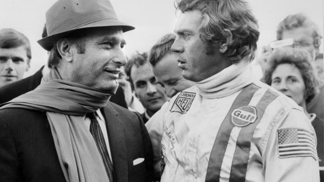 Le Mans diventa spesso set: Stece McQueen con Juan Manuel Fangio