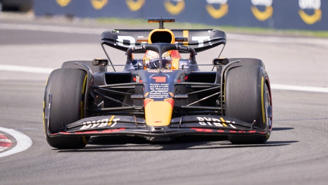 Red Bull Racing's Dutch driver Max Verstappen takes a turn during practice ahead of the F1 Grand Prix of Canada at Circuit Gilles Villeneuve on June 17, 2022 in Montreal, Quebec. (Photo by Geoff Robins / AFP)