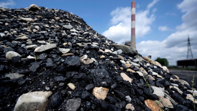 Coal is seen at the power plant is pictured in Mellach, Austria on June 24, 2022. - Two years after the coal plant in Mellach was shut down, the last coal-fired power plant in Austria, the Austrian government has decided to reopen it fearing a shortage of gas deliveries from Russia the country depends on. (Photo by JOE KLAMAR / AFP)