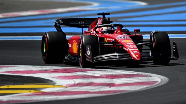 Ferrari's Monegasque driver Charles Leclerc steers his car during the first free practice session ahead of the French Formula One Grand Prix at Le Castellet circuit, southern France, on July 22, 2022. (Photo by CHRISTOPHE SIMON / AFP)
