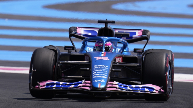 Alpine driver Fernando Alonso of Spain steers his car during the first practice for the French Formula One Grand Prix at Paul Ricard racetrack in Le Castellet, southern France, Friday, July 22, 2022. The French Grand Prix will be held on Sunday. (AP Photo/Manu Fernandez)