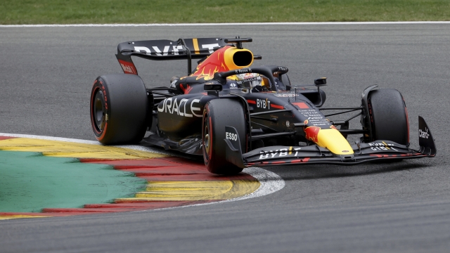 Red Bull driver Max Verstappen of the Netherlands steers his car during the qualifying session ahead of the Formula One Grand Prix at the Spa-Francorchamps racetrack in Spa, Belgium, Saturday, Aug. 27, 2022. The Belgian Formula One Grand Prix will take place on Sunday. (AP Photo/Olivier Matthys)
