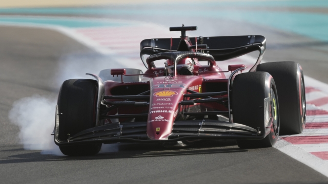 Ferrari driver Charles Leclerc of Monaco in action during practice for thethe Formula One Abu Dhabi Grand Prix, in Abu Dhabi, United Arab Emirates Friday, Nov. 18, 2022. (AP Photo/Kamran Jebreili)