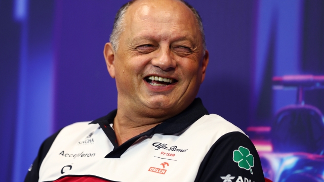 SINGAPORE, SINGAPORE - OCTOBER 01: Alfa Romeo Racing Team Principal Frederic Vasseur talks in the team principal's press conference before final practice ahead of the F1 Grand Prix of Singapore at Marina Bay Street Circuit on October 01, 2022 in Singapore, Singapore. (Photo by Clive Rose/Getty Images,)