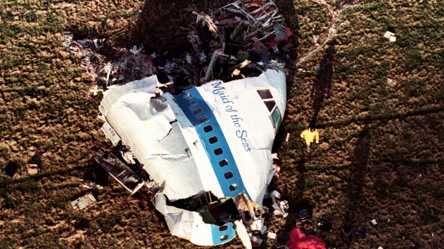 FILE--The nose section of Pan Am Flight 103, a 747 airliner  lies in a field outside the village of Lockerbie, Scotland, in this Dec. 22, 1988 file photo. Scottish High Court judges will hand down the long-awaited verdict of the  Lockerbie bombing trial Wednesday Jan. 31,  2001 the court sitting at Camp Zeist in the Netherlands said . (AP Photo/Martin Cleaver)