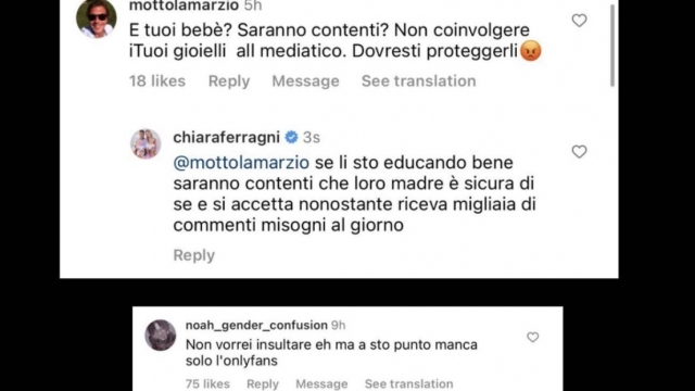 I commenti degli hater condivisi da Chiara Ferragni su Instagram